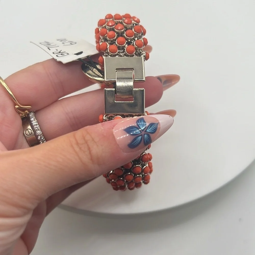 1346.‎ Cara New York Gold and Orange Fold over Closure Bracelet